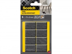 Lot de 8 patins feutre adhésif, SCOTCH, 35 x 24 mm, gris