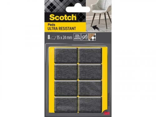 Lot de 8 patins feutre adhésif, SCOTCH, 35 x 24 mm, gris
