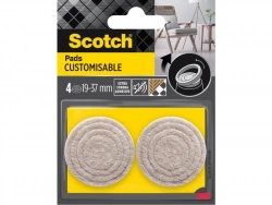Lot de 4 patins feutre customisable prédécoupés, SCOTCH, 37 31 25 et 19 mm, beige