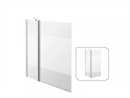 Pare-baignoire fixe et pivotant sérigraphié chromé, H.140 x l.103 cm ESSENTIAL