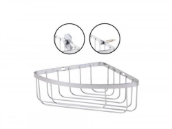 Panier angle de bain / douche en acier à ventouse Esssential, SENSEA, H.7.25 X l.18.2 X P.18.2 cm chromé