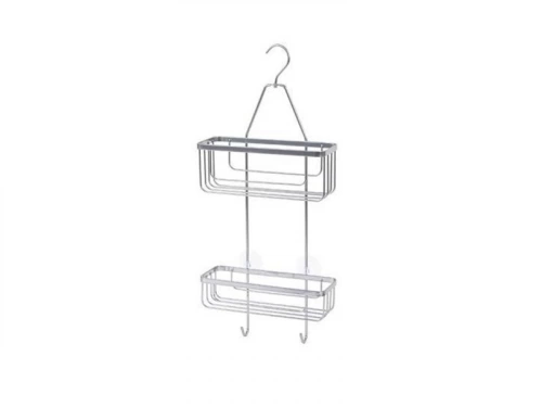 Etagère de bain / douche a suspendre à 2 niveaux en acier Essential, SENSEA, H.55.4 X l.9 X P.9 cm chromé