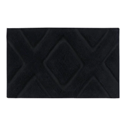 Tapis salle de bain à motifs relief SENSEA Gatsby 50 x 90 cm noir black 1