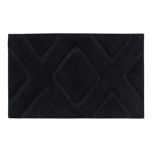 Tapis salle de bain à motifs relief SENSEA Gatsby 50 x 90 cm noir black 1