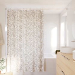 Rideau de douche 180 x 200 cm blanc / beige Leaves SENSEA