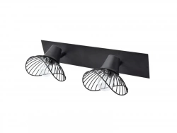 Rampe 2 spots, design, métal noir E14 max 40 W, SEYNAVE KASTELI