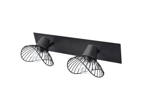 Rampe 2 spots, design, métal noir E14 max 40 W, SEYNAVE KASTELI