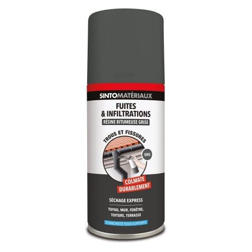 Résine bitumeuse fuite/infiltration Sintomateriaux gris spray 150ml