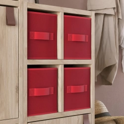 Panier s polyester SPACEO Kub rouge H.15 x l.15 x P.31 cm