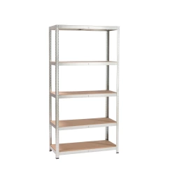 Etagère métal argent galvanisé SPACEO, 5 tablettes L.90 x H.176cm