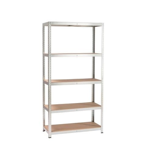 Etagère métal argent galvanisé SPACEO, 5 tablettes L.90 x H.176cm