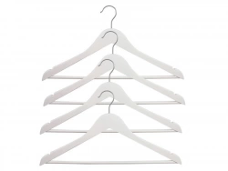 Lot de 4 cintres bois et acier, H.23 x l.44.5 x P.4.8 cm blanc