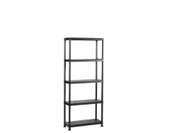 Etagère plastique SPACEO, 5 tablettes, noir, l.75 x H.176 x P.32 cm