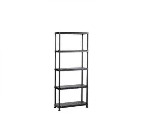 Etagère plastique SPACEO, 5 tablettes, noir, l.75 x H.176 x P.32 cm