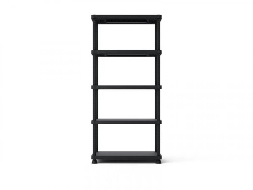 Etagère plastique noir mat SPACEO, 5 tablettes l.90xH.187.5xP.45