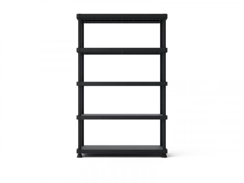 Etagère en plastique à 5 tablettes, SPACEO, l.120 x H.187.5 x P.45 cm noir mat