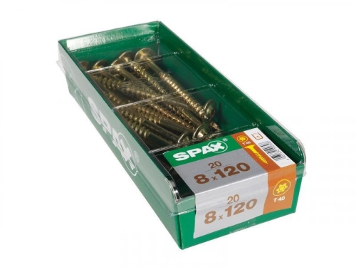 Lot De 20 Vis Acier Torx Spax, Diam.8 Mm X L.120 Mm