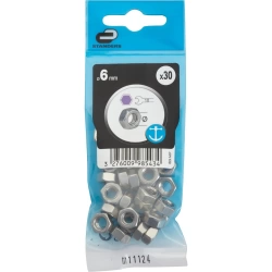 30 ecrous hexagonal inox, Ø6 mm STANDERS