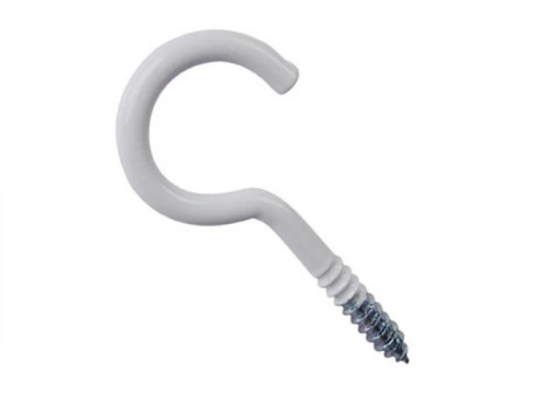 Lot De 6 Crochets À Visser Acier Epoxy Blanc, Diam.4 X L.30 Mm, Standers