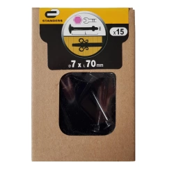 15 boulons acier tête ronde / cou carré STANDERS, Ø7 x L.70 mm