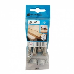 6 tirefond inox tête 6 pans hexagonal STANDERS, Ø8 x L.40 mm