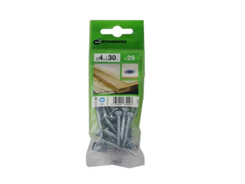 Lot De 25 Vis Acier Tête Fraisée Standers, Diam.4 Mm X L.30 Mm