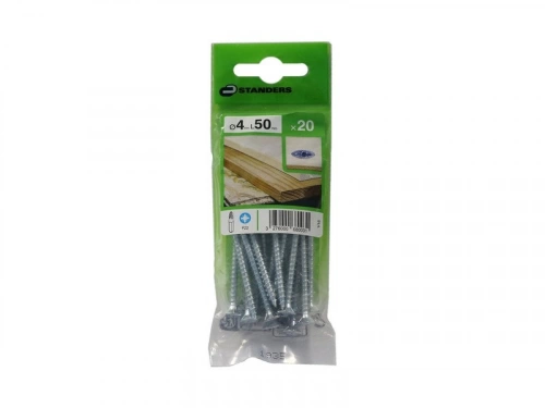 Lot De 20 Vis Acier Tête Fraisée Standers, Diam.4 Mm X L.50 Mm