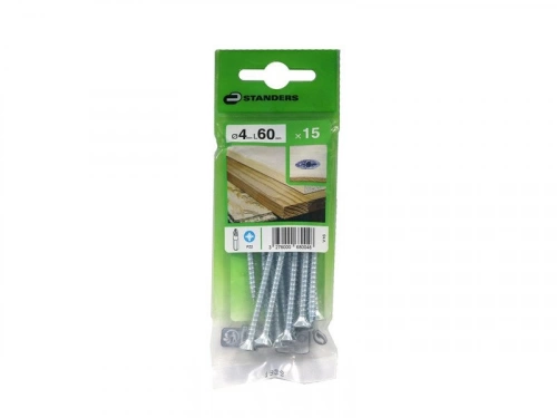 Lot De 15 Vis Acier Tête Fraisée Standers, Diam.4 Mm X L.60 Mm