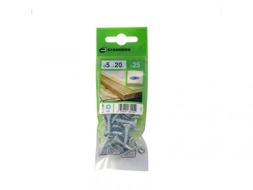 Lot De 25 Vis Acier Tête Fraisée Standers, Diam.5 Mm X L.20 Mm