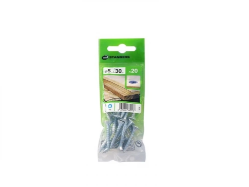 Lot De 20 Vis Acier Tête Fraisée Standers, Diam.5 Mm X L.30 Mm