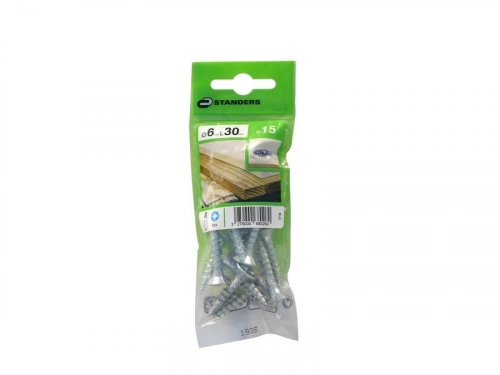 Lot De 15 Vis Acier Tête Fraisée Standers, Diam.6 Mm X L.30 Mm