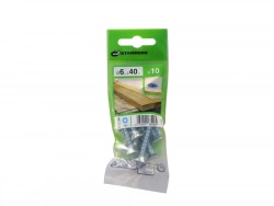 Lot De 10 Vis Acier Tête Fraisée Standers, Diam.6 Mm X L.40 Mm
