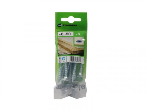 Lot De 8 Vis Acier Tête Fraisée Standers, Diam.6 Mm X L.50 Mm