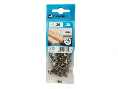 Lot De 30 Vis Inox Tête Fraisée Standers, Diam.4 Mm X L.20 Mm