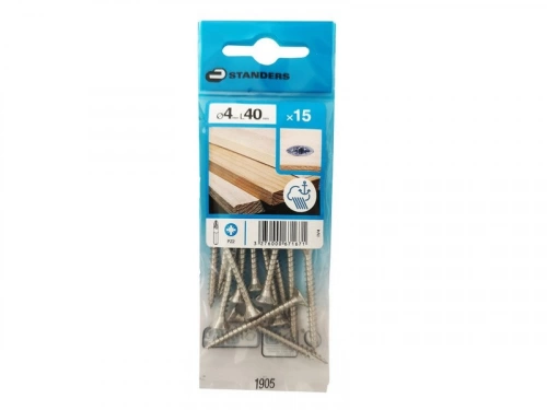 Lot De 15 Vis Inox Tête Fraisée Standers, Diam.4 Mm X L.40 Mm