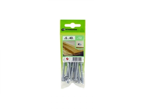 Lot De 12 Vis Acier Tête Ronde Standers, Diam.5 Mm X L.40 Mm