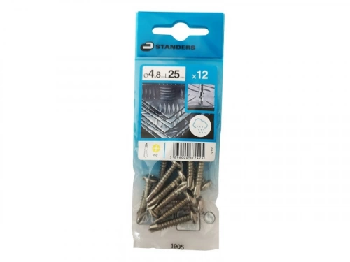 Lot De 12 Vis Autoperceuse Inox Tête Ronde Phillips Standers X L.25 Mm