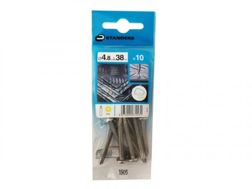 Lot De 10 Vis Autoperceuse Inox Tête Ronde Phillips Standers X L.38 Mm