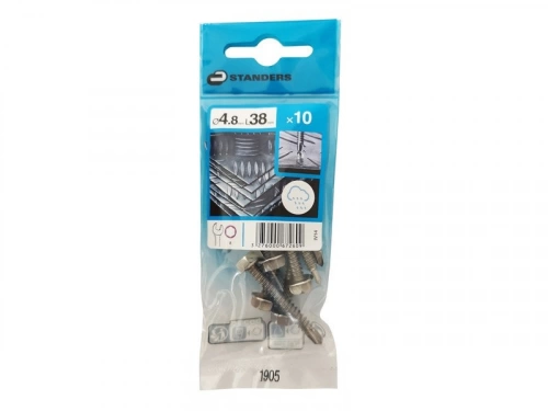 Lot De 10 Vis Autoperceuse Inox Hexagonal Hexagonal Standers X L.38 Mm