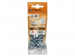 Lot De 12 Boulons Tête Ronde Acier Zingué, L.20 X Diam.5 Mm Standers