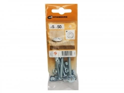 Lot De 6 Boulons Tête Ronde Acier Zingué, L.50 X Diam.5 Mm Standers