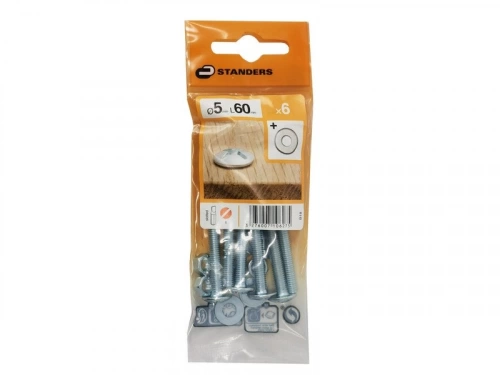 Lot De 6 Boulons Tête Ronde Acier Zingué, L.60 Standers