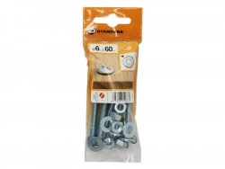 Lot De 6 Boulons Tête Ronde Acier Zingué, L.60 X Diam.6 Mm Standers