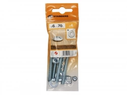 Lot De 4 Boulons Tête Ronde Acier Zingué, L.70 X Diam.6 Mm Standers