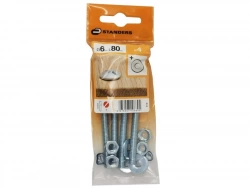 Lot De 4 Boulons Tête Ronde Acier Zingué, L.80 X Diam.6 Mm Standers
