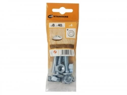 Lot De 4 Boulons Tête Ronde Acier Zingué, L.40 X Diam.8 Mm Standers
