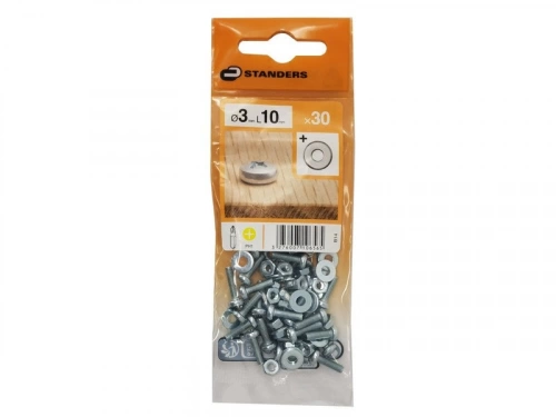 Lot De 30 Boulons Tête Cylindrique Acier Zingué, L.10 X Diam.3 Mm Standers
