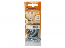 Lot De 25 Boulons Tête Cylindrique Acier Zingué, L.30 X Diam.3 Mm Standers