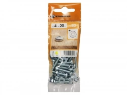 Lot De 20 Boulons Tête Cylindrique Acier Zingué, L.20 X Diam.4 Mm Standers