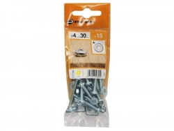 Lot De 15 Boulons Tête Cylindrique Acier Zingué, L.30 X Diam.4 Mm Standers